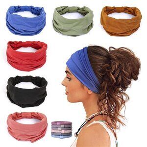 6 Pack Wide Headbands for Women Non Slip Soft Elastic Hair Bands Yoga Running